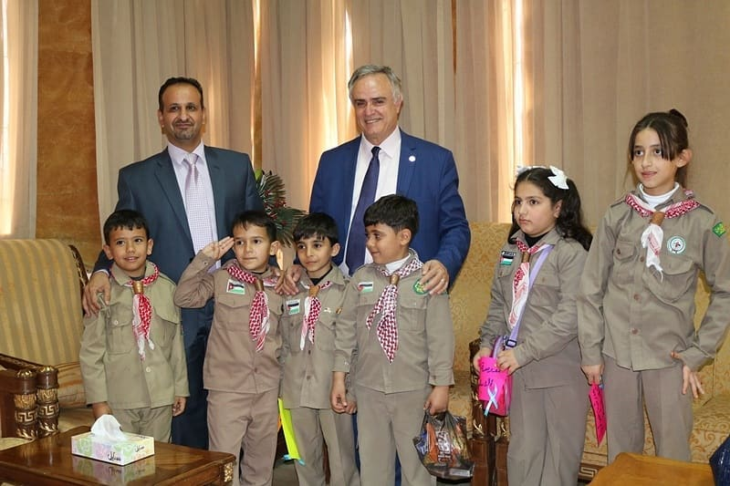 A delegation from the students of Al Dawawi elementary school in Ma'an